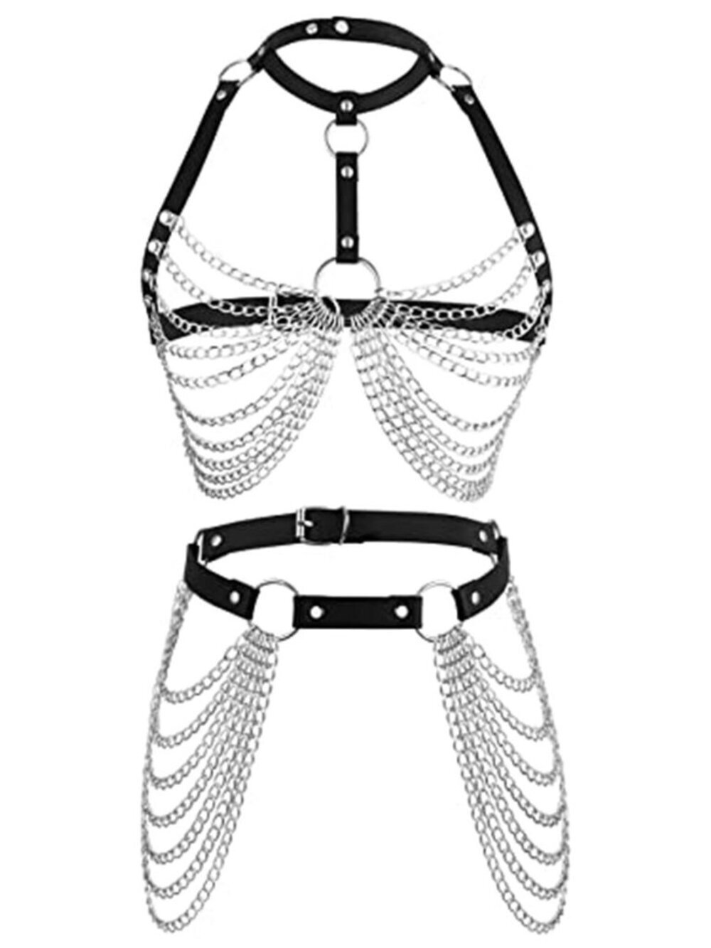 Punk Leather Body Chains for Women Layered Waist Belly Chain Belt